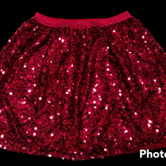 Cat & Jack Bright Red Flip Sequences Skater Skirt with Double LininngSz XL 14-16 - Picture 3 of 11